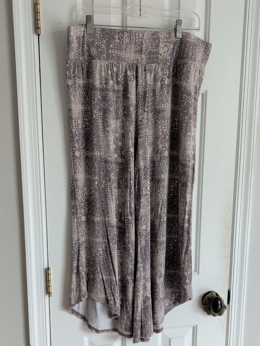Signature Studio Mauve Gray Patterned Wide-Leg Palazzo Pants